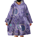 Australia Epilepsy Awareness Wearable Blanket Hoodie Aboriginal Purple Ribbon with Seahorse - Aussie Hoodie