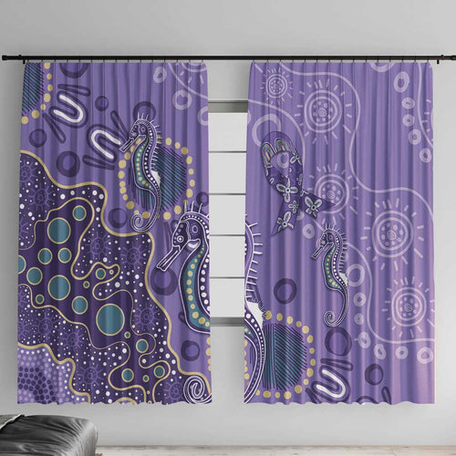 Australia Epilepsy Awareness Window Curtain Aboriginal Purple Ribbon with Seahorse - Aussie Hoodie