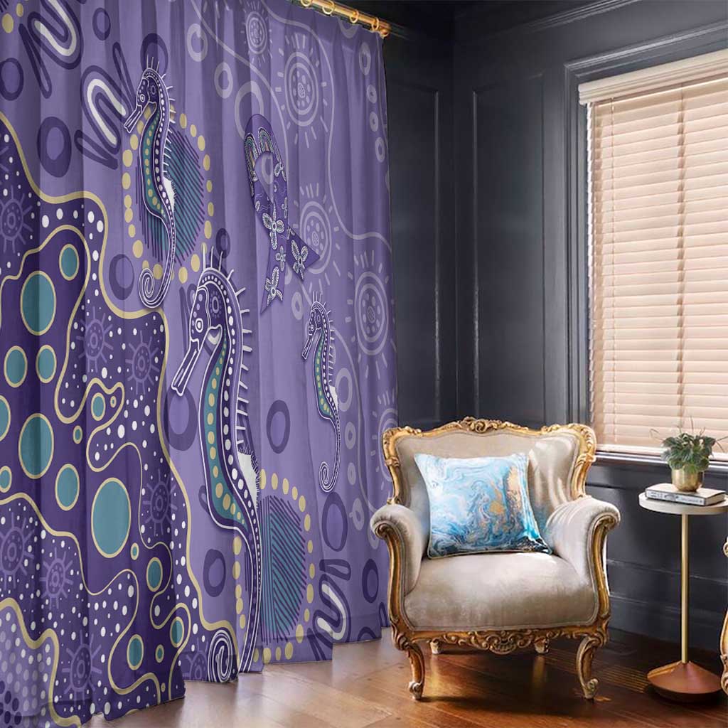 Australia Epilepsy Awareness Window Curtain Aboriginal Purple Ribbon with Seahorse - Aussie Hoodie