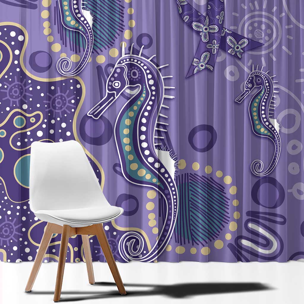 Australia Epilepsy Awareness Window Curtain Aboriginal Purple Ribbon with Seahorse - Aussie Hoodie