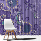 Australia Epilepsy Awareness Window Curtain Aboriginal Purple Ribbon with Seahorse - Aussie Hoodie