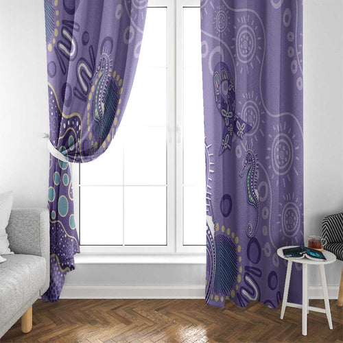 Australia Epilepsy Awareness Window Curtain Aboriginal Purple Ribbon with Seahorse - Aussie Hoodie