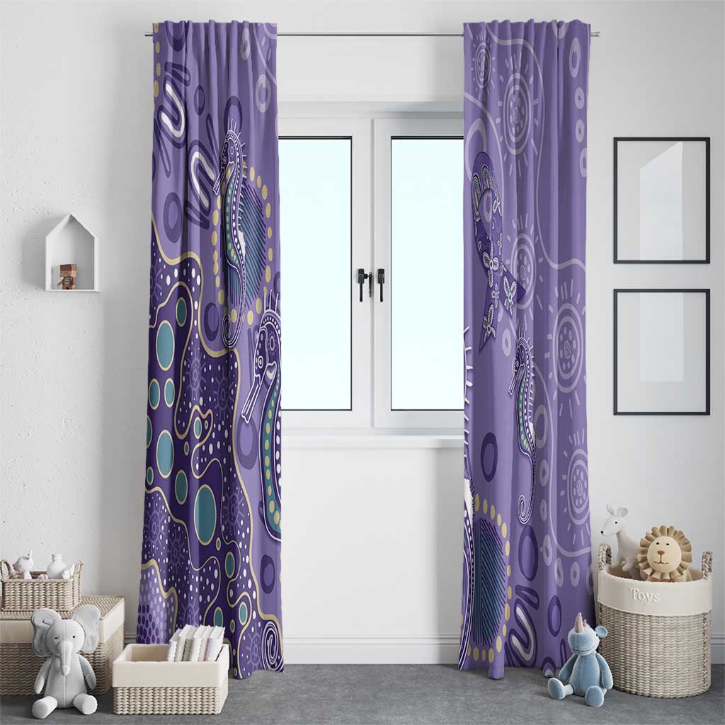 Australia Epilepsy Awareness Window Curtain Aboriginal Purple Ribbon with Seahorse - Aussie Hoodie