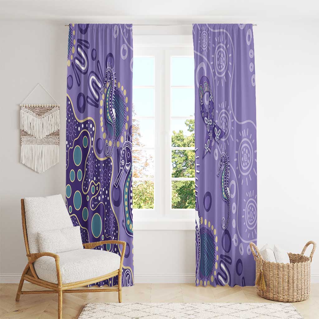 Australia Epilepsy Awareness Window Curtain Aboriginal Purple Ribbon with Seahorse - Aussie Hoodie