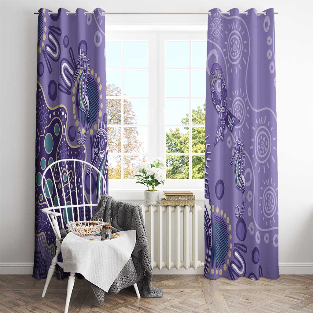 Australia Epilepsy Awareness Window Curtain Aboriginal Purple Ribbon with Seahorse - Aussie Hoodie