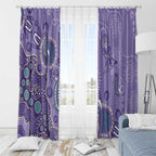 Australia Epilepsy Awareness Window Curtain Aboriginal Purple Ribbon with Seahorse - Aussie Hoodie
