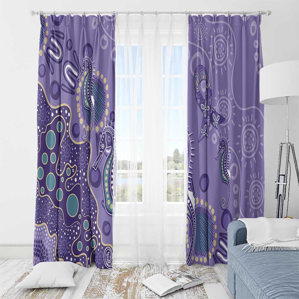 Australia Epilepsy Awareness Window Curtain Aboriginal Purple Ribbon with Seahorse - Aussie Hoodie