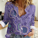 Australia Epilepsy Awareness Women Casual Shirt Aboriginal Purple Ribbon with Seahorse - Aussie Hoodie