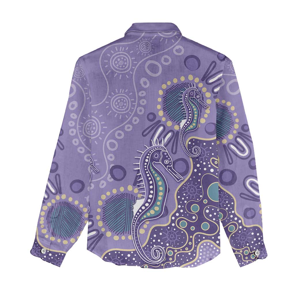 Australia Epilepsy Awareness Women Casual Shirt Aboriginal Purple Ribbon with Seahorse - Aussie Hoodie