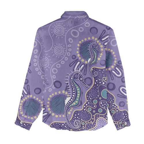 Australia Epilepsy Awareness Women Casual Shirt Aboriginal Purple Ribbon with Seahorse - Aussie Hoodie
