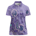 Australia Epilepsy Awareness Women Polo Shirt Aboriginal Purple Ribbon with Seahorse - Aussie Hoodie
