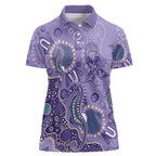 Australia Epilepsy Awareness Women Polo Shirt Aboriginal Purple Ribbon with Seahorse - Aussie Hoodie