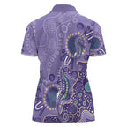 Australia Epilepsy Awareness Women Polo Shirt Aboriginal Purple Ribbon with Seahorse - Aussie Hoodie