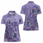 Australia Epilepsy Awareness Women Polo Shirt Aboriginal Purple Ribbon with Seahorse - Aussie Hoodie