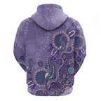 Australia Epilepsy Awareness Zip Hoodie Aboriginal Purple Ribbon with Seahorse - Aussie Hoodie