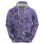 Australia Epilepsy Awareness Zip Hoodie Aboriginal Purple Ribbon with Seahorse - Aussie Hoodie