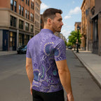 Australia Epilepsy Awareness Zipper Polo Shirt Aboriginal Purple Ribbon with Seahorse - Aussie Hoodie