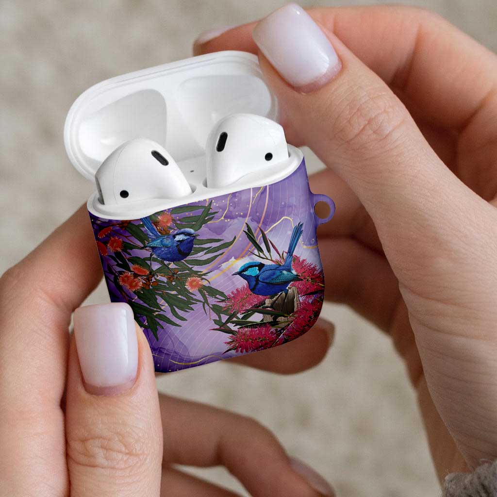 Australia Splendid Fairy Wren on Eucalyptus AirPods Case Epilepsy Awareness - Aussie Hoodie