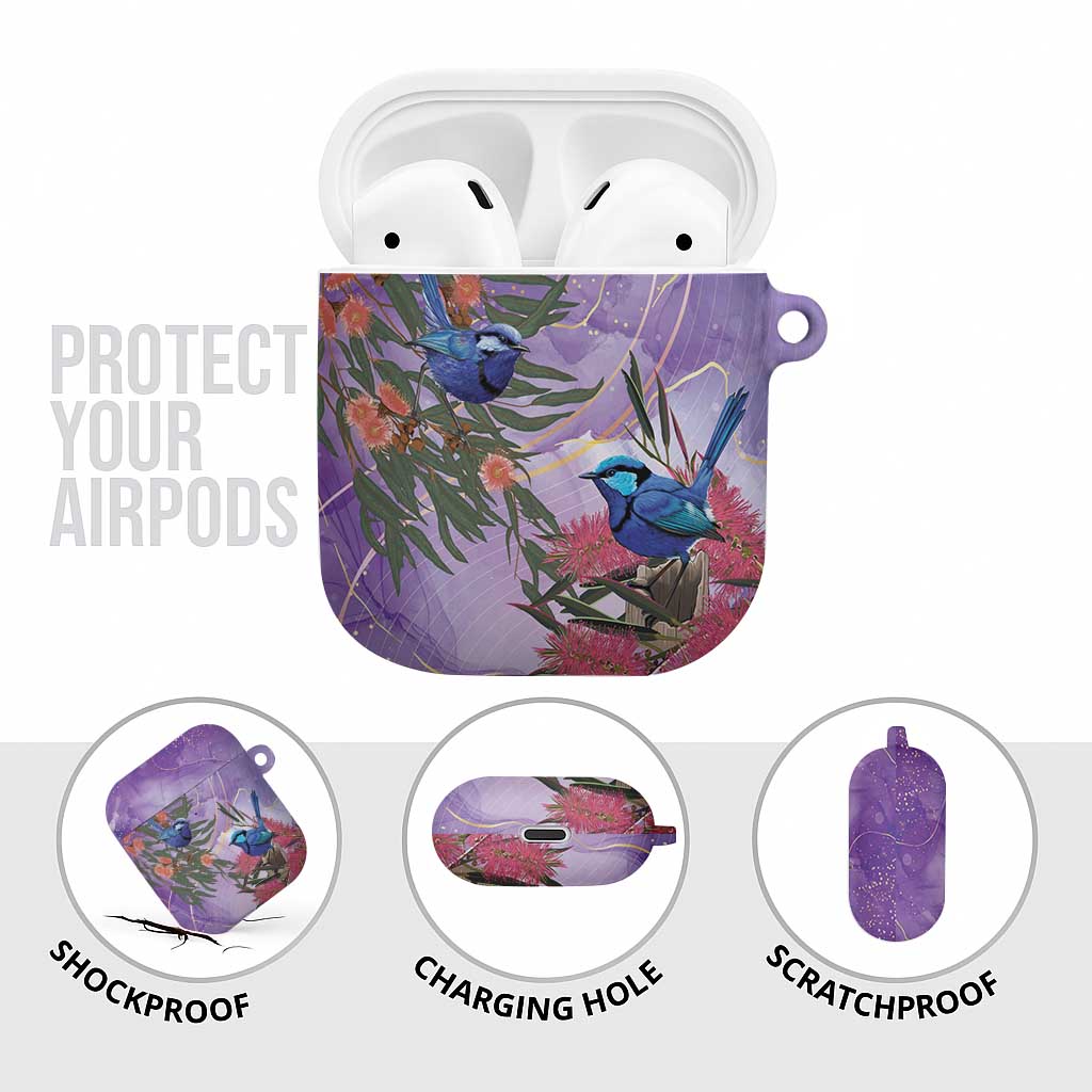Australia Splendid Fairy Wren on Eucalyptus AirPods Case Epilepsy Awareness - Aussie Hoodie