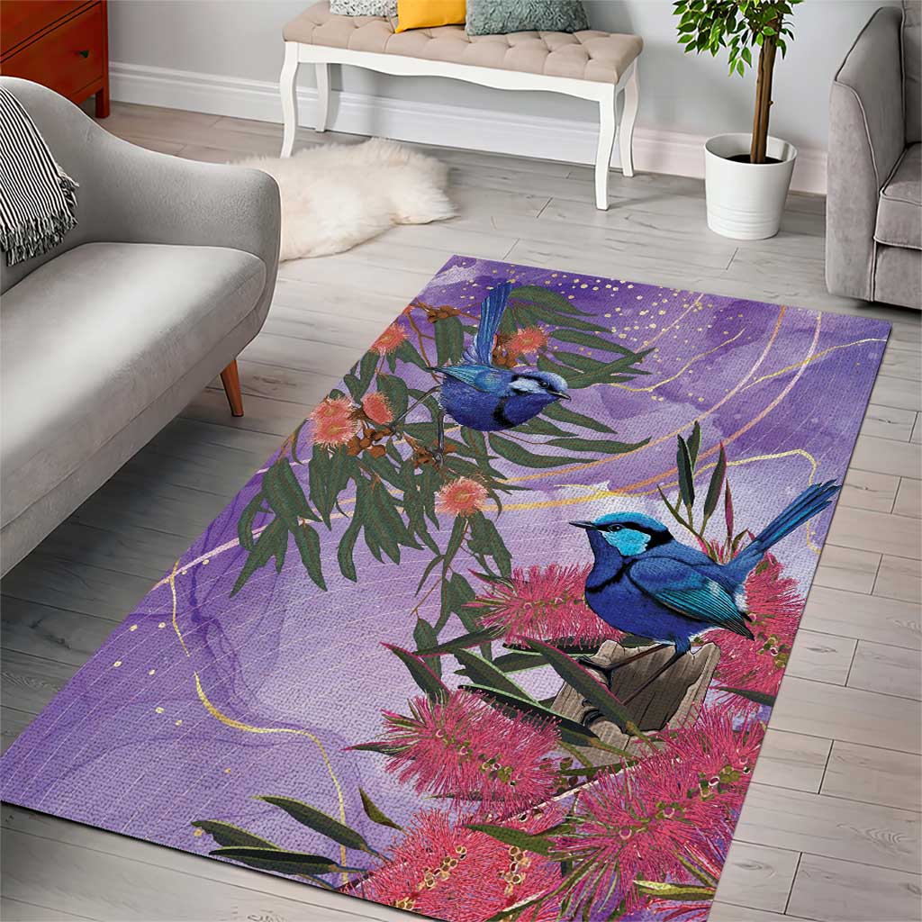 Australia Splendid Fairy Wren on Eucalyptus Area Rug Epilepsy Awareness - Aussie Hoodie