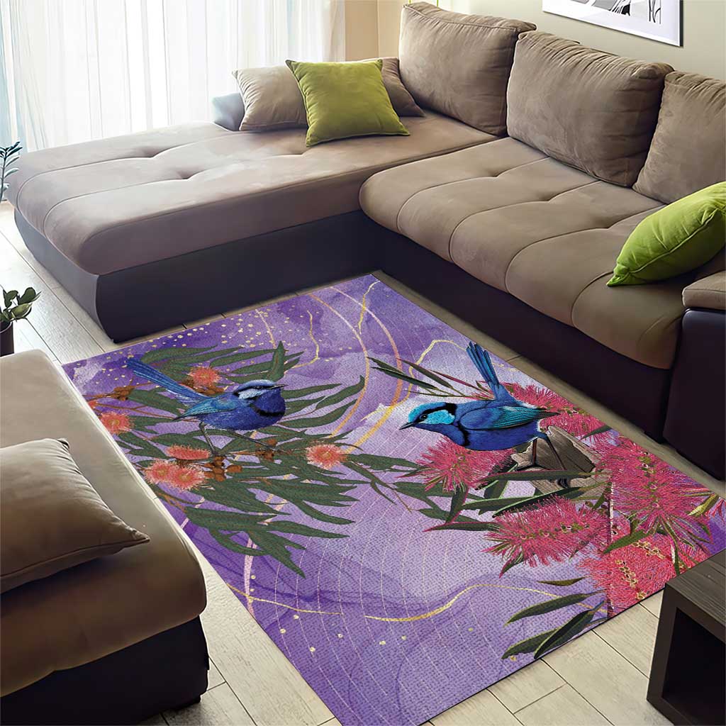 Australia Splendid Fairy Wren on Eucalyptus Area Rug Epilepsy Awareness - Aussie Hoodie