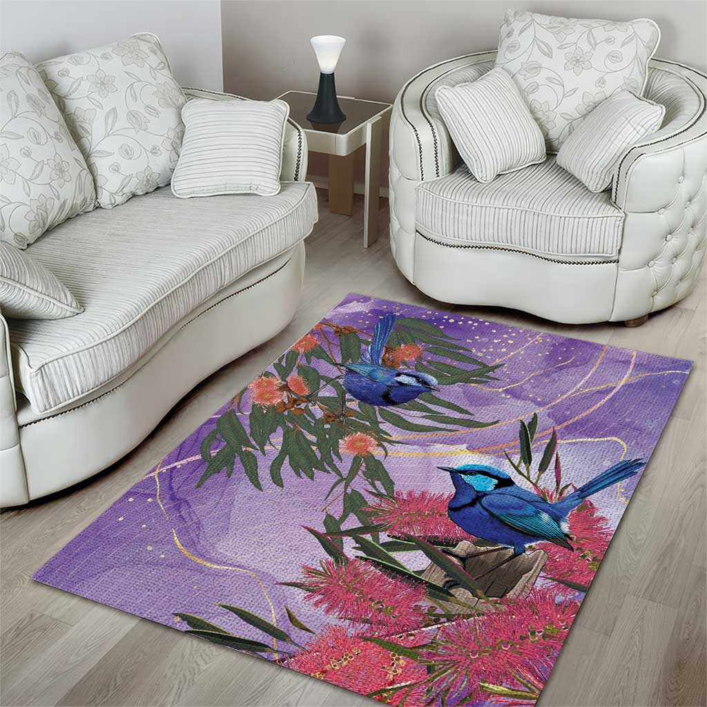 Australia Splendid Fairy Wren on Eucalyptus Area Rug Epilepsy Awareness - Aussie Hoodie