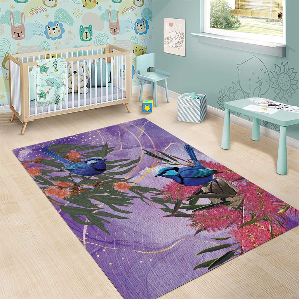 Australia Splendid Fairy Wren on Eucalyptus Area Rug Epilepsy Awareness - Aussie Hoodie