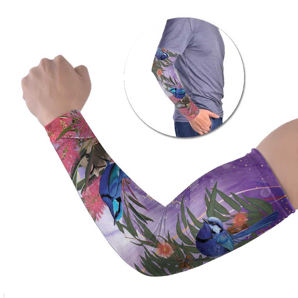 Australia Splendid Fairy Wren on Eucalyptus Arm Sleeves Epilepsy Awareness - Aussie Hoodie