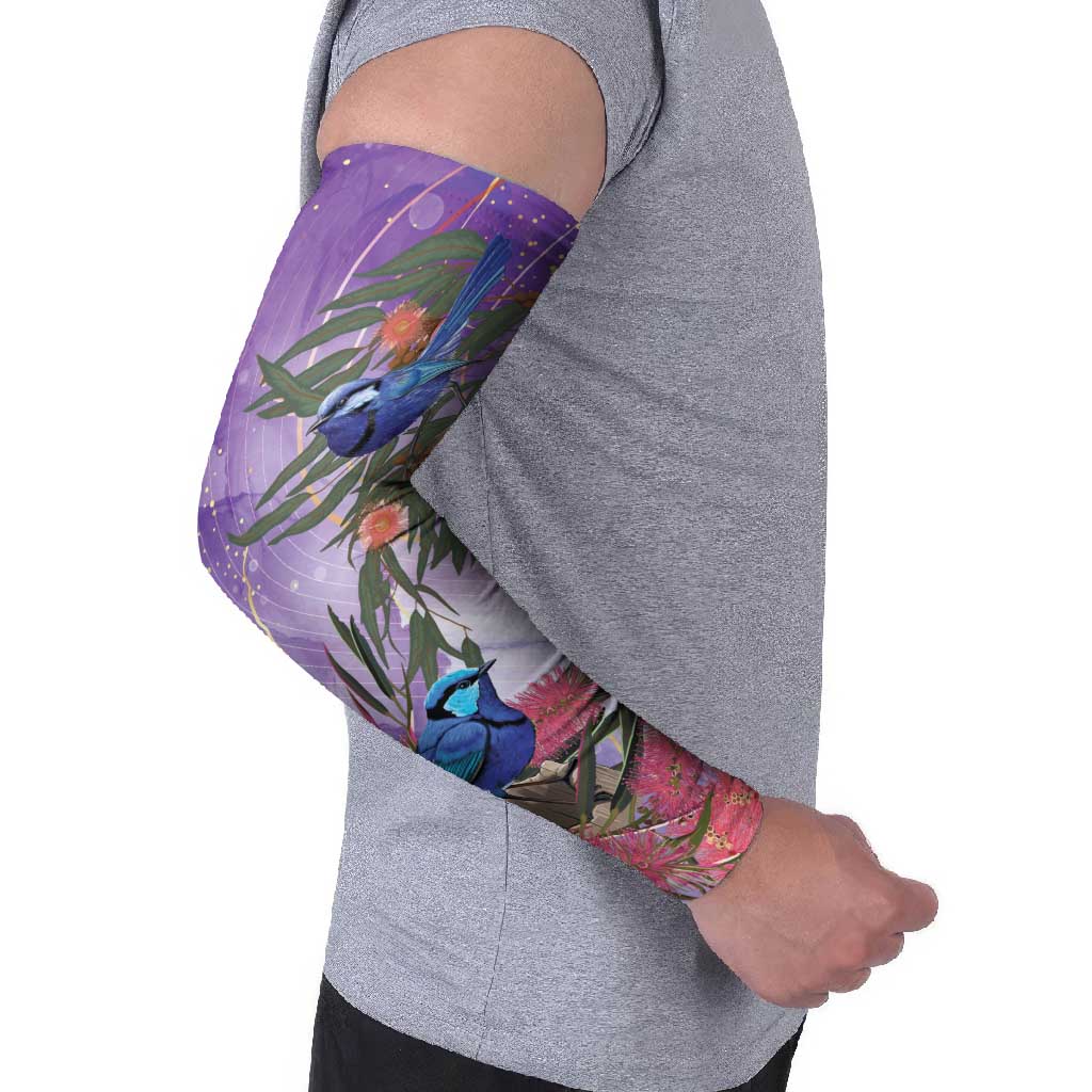 Australia Splendid Fairy Wren on Eucalyptus Arm Sleeves Epilepsy Awareness - Aussie Hoodie