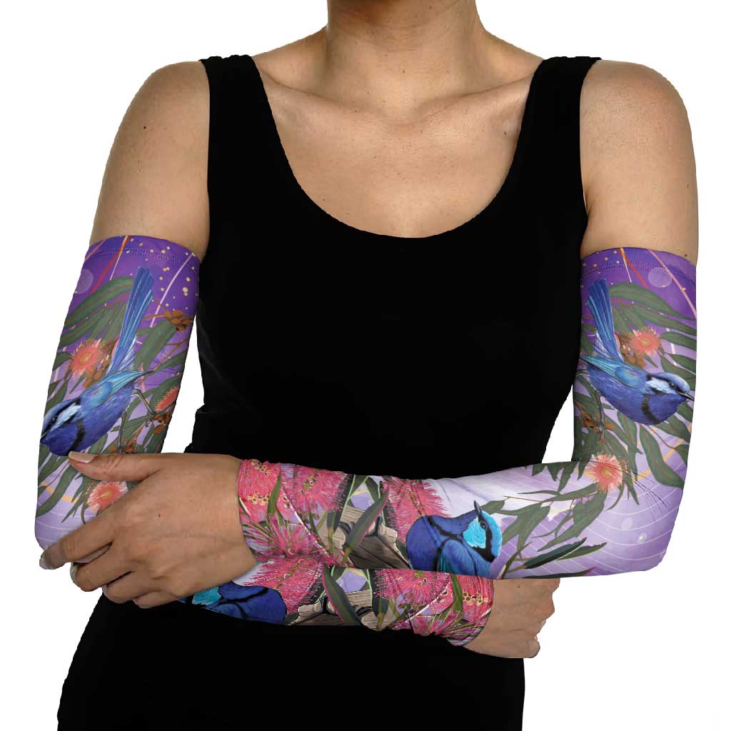 Australia Splendid Fairy Wren on Eucalyptus Arm Sleeves Epilepsy Awareness - Aussie Hoodie