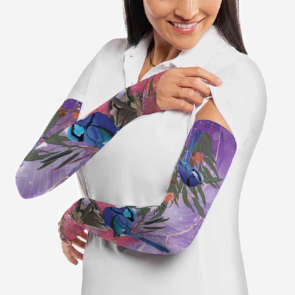 Australia Splendid Fairy Wren on Eucalyptus Arm Sleeves Epilepsy Awareness - Aussie Hoodie
