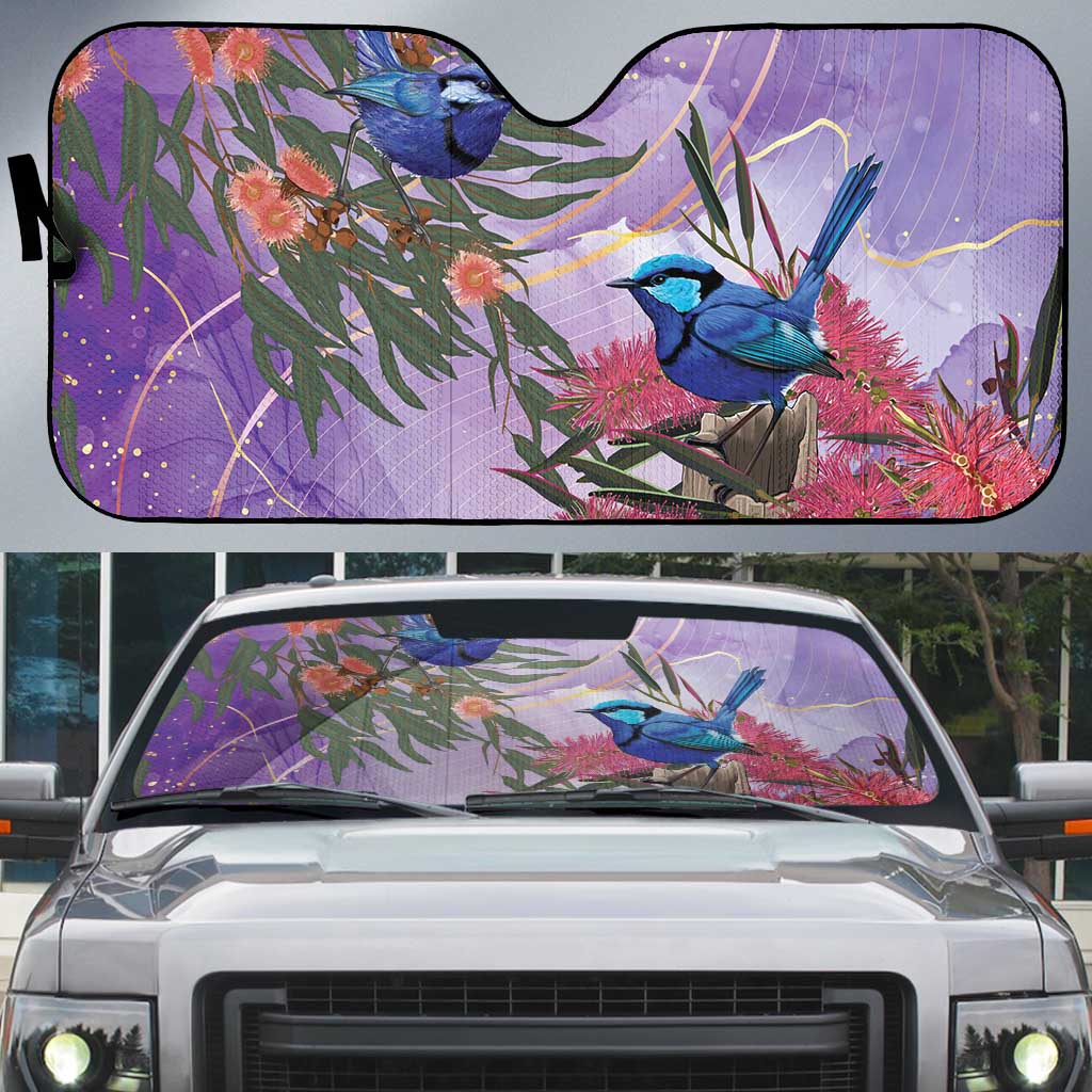 Australia Splendid Fairy Wren on Eucalyptus Auto Sun Shade Epilepsy Awareness - Aussie Hoodie