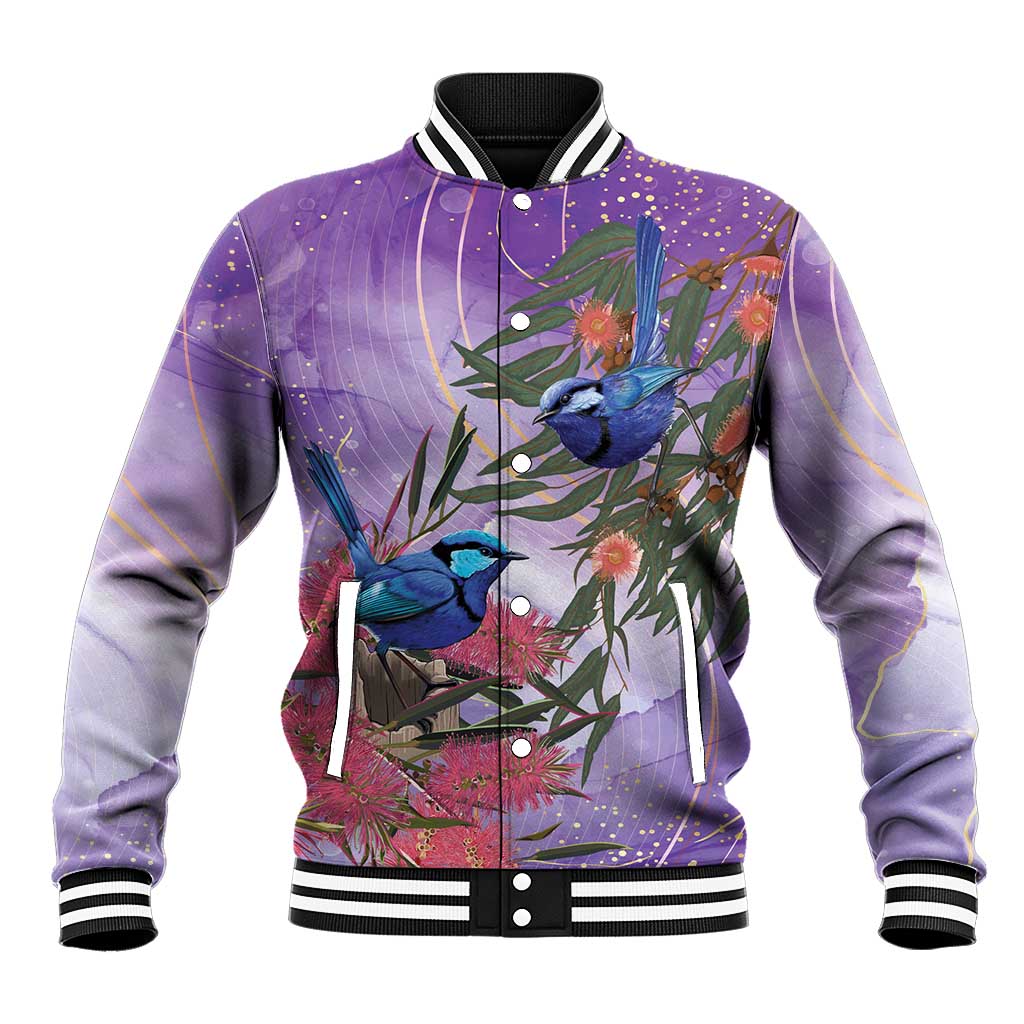 Australia Splendid Fairy Wren on Eucalyptus Baseball Jacket Epilepsy Awareness - Aussie Hoodie