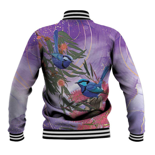 Australia Splendid Fairy Wren on Eucalyptus Baseball Jacket Epilepsy Awareness - Aussie Hoodie