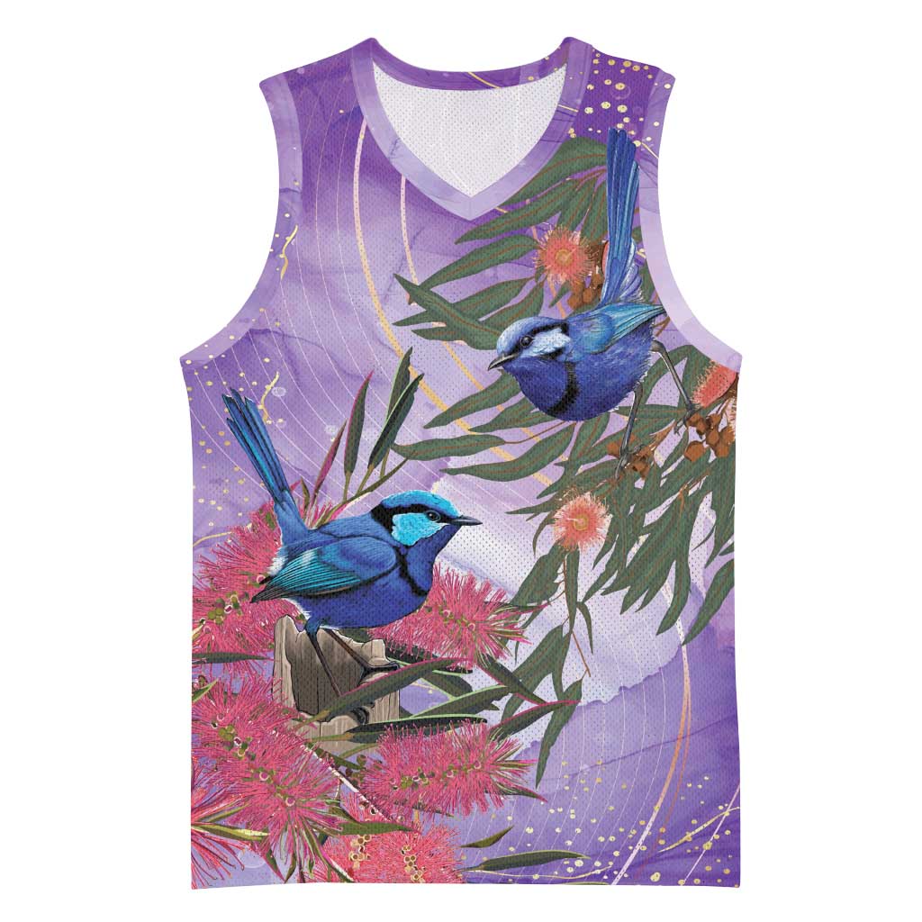 Australia Splendid Fairy Wren on Eucalyptus Basketball Jersey Epilepsy Awareness - Aussie Hoodie