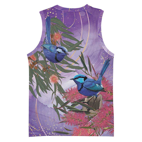 Australia Splendid Fairy Wren on Eucalyptus Basketball Jersey Epilepsy Awareness - Aussie Hoodie