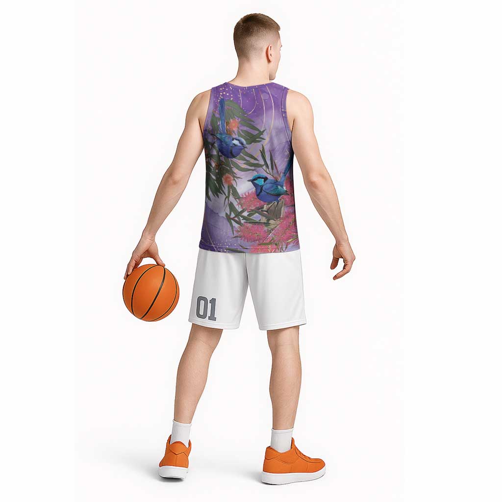 Australia Splendid Fairy Wren on Eucalyptus Basketball Jersey Epilepsy Awareness - Aussie Hoodie