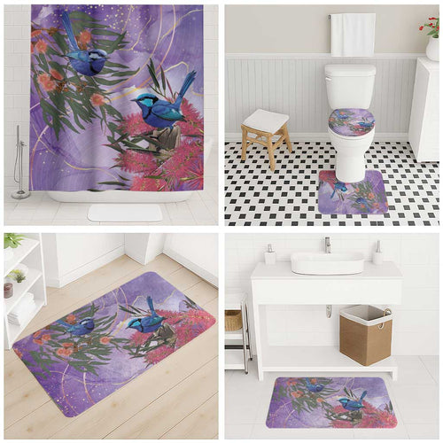 Australia Splendid Fairy Wren on Eucalyptus Bathroom Set Epilepsy Awareness - Aussie Hoodie