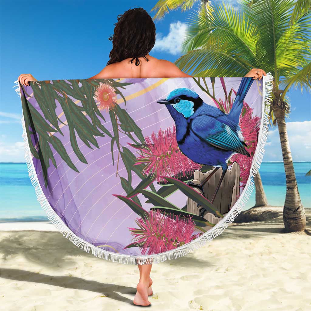 Australia Splendid Fairy Wren on Eucalyptus Beach Blanket Epilepsy Awareness - Aussie Hoodie