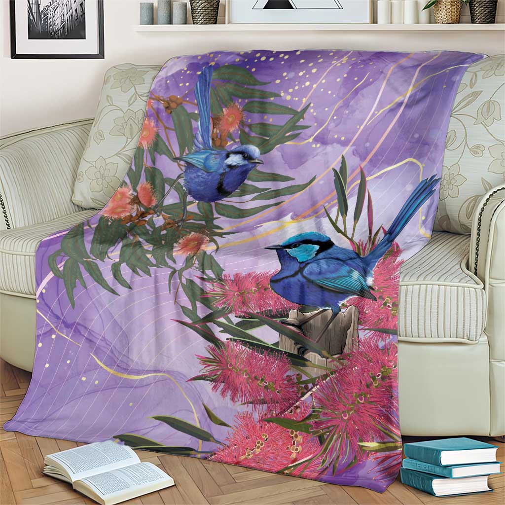 Australia Splendid Fairy Wren on Eucalyptus Blanket Epilepsy Awareness - Aussie Hoodie