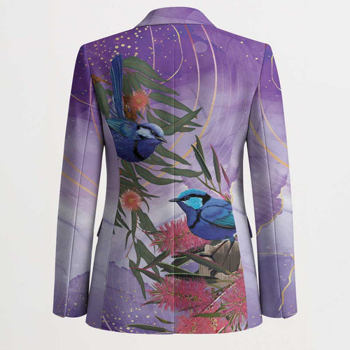 Australia Splendid Fairy Wren on Eucalyptus Blazer Epilepsy Awareness - Aussie Hoodie