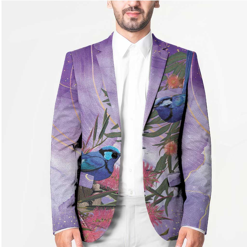 Australia Splendid Fairy Wren on Eucalyptus Blazer Epilepsy Awareness - Aussie Hoodie