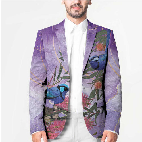 Australia Splendid Fairy Wren on Eucalyptus Blazer Epilepsy Awareness - Aussie Hoodie