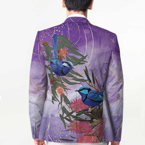 Australia Splendid Fairy Wren on Eucalyptus Blazer Epilepsy Awareness - Aussie Hoodie