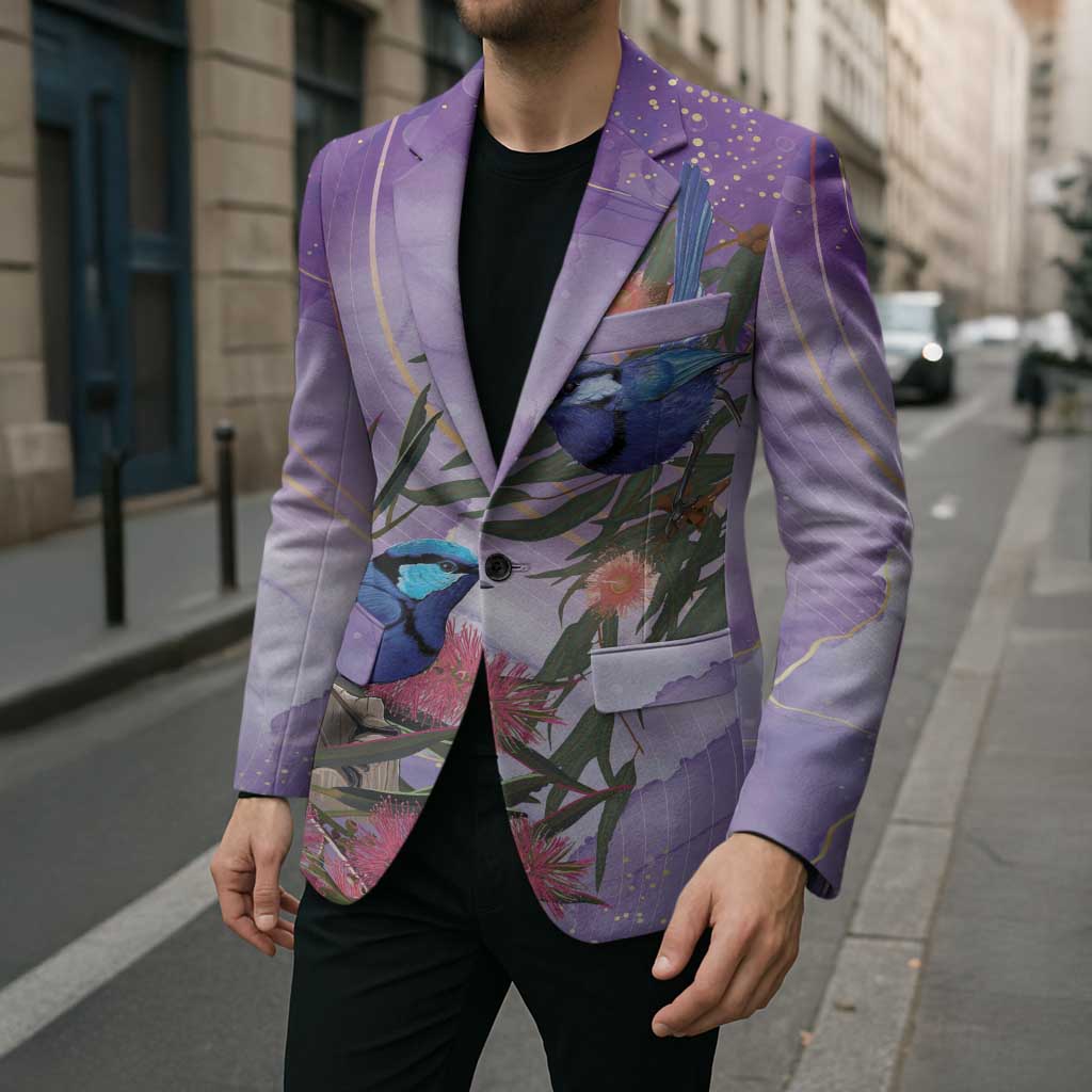 Australia Splendid Fairy Wren on Eucalyptus Blazer Epilepsy Awareness - Aussie Hoodie