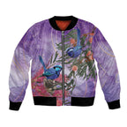 Australia Splendid Fairy Wren on Eucalyptus Bomber Jacket Epilepsy Awareness - Aussie Hoodie