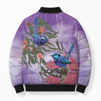 Australia Splendid Fairy Wren on Eucalyptus Bomber Puffer Jacket Epilepsy Awareness - Aussie Hoodie