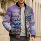 Australia Splendid Fairy Wren on Eucalyptus Bomber Puffer Jacket Epilepsy Awareness - Aussie Hoodie