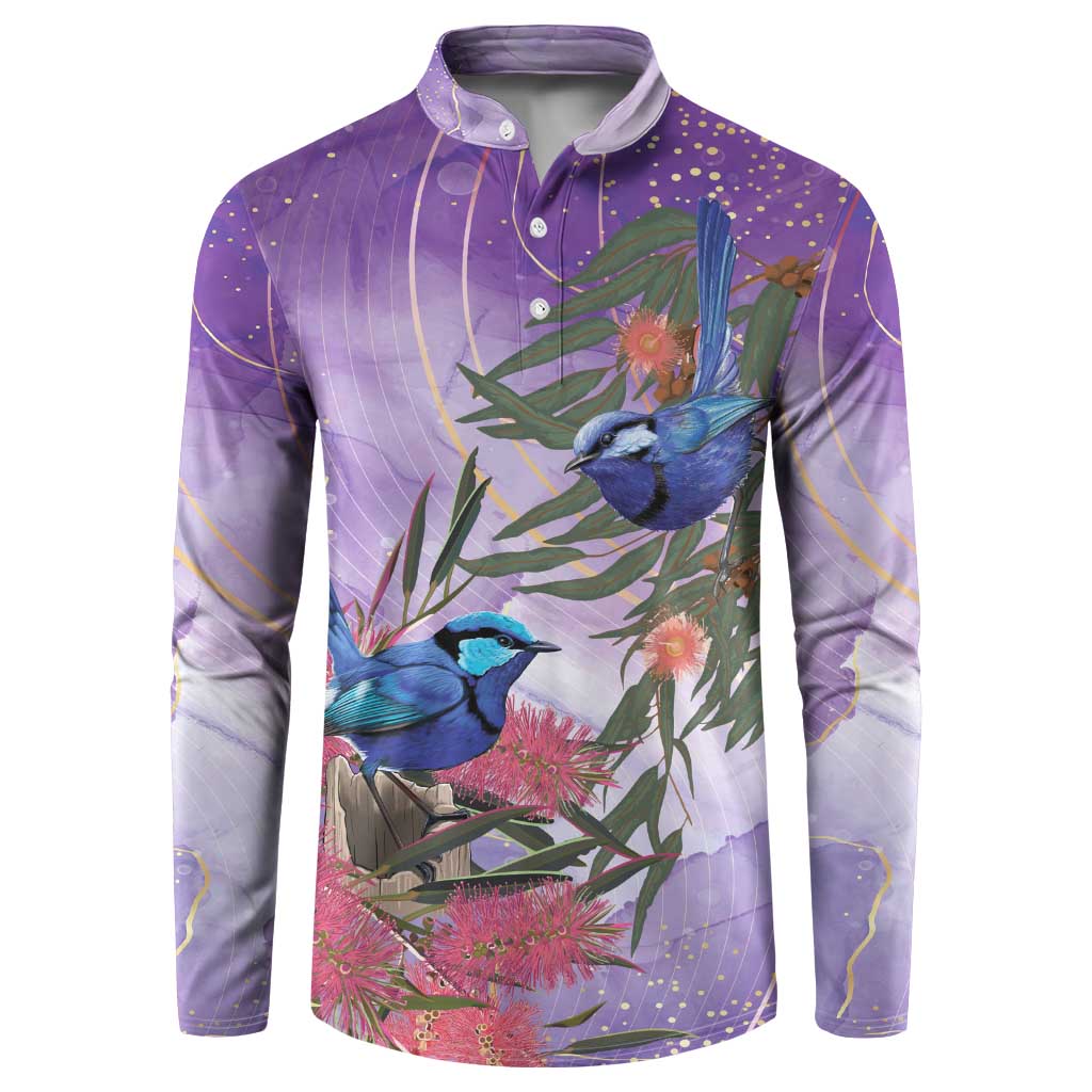 Australia Splendid Fairy Wren on Eucalyptus Button Sweatshirt Epilepsy Awareness - Aussie Hoodie