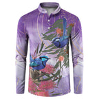 Australia Splendid Fairy Wren on Eucalyptus Button Sweatshirt Epilepsy Awareness - Aussie Hoodie
